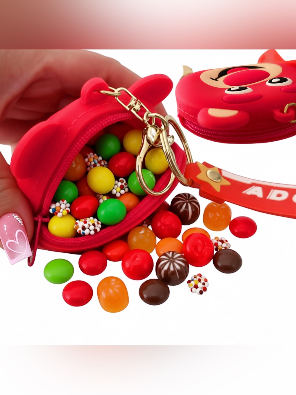 Toy Story Lotso Bear Coins/Candies Zipper Pouch Bag Silicone Keychain Bag Charm - Picture 2 of 3